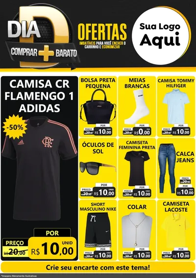 Modelo de Encarte para Encarte A4 Vertical com o tema Dia D Mais Economia para Roupas e acessórios