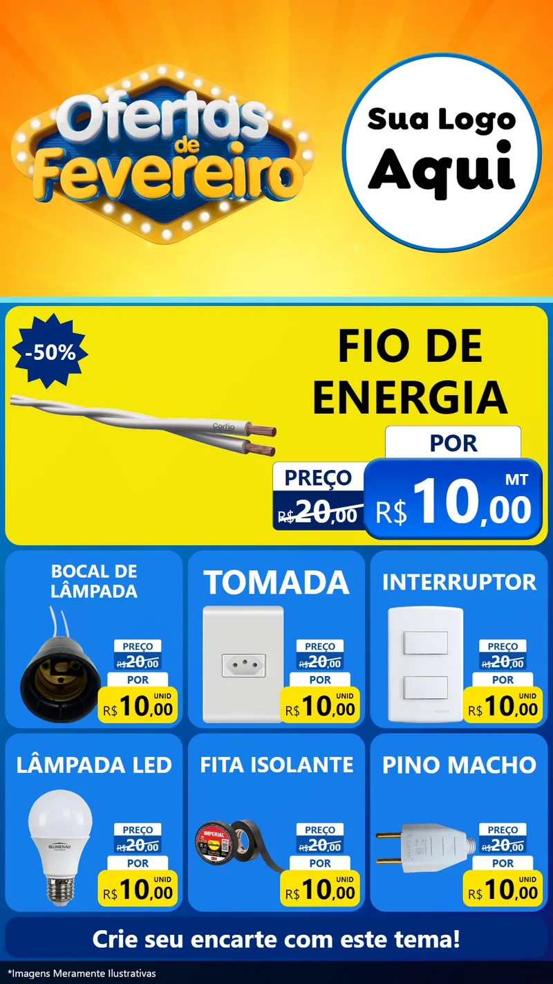 Modelo de Rede Social para Stories com o tema Ofertas de Fevereiro para Materiais Elétricos