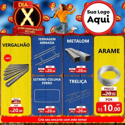 Modelo de Rede Social para Feed Facebook com o tema Dia X - O Dia Mais Barato Do Mês para Ferragens