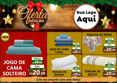 Modelo de Encarte para Encarte A4 Horizontal com o tema Ofertas Natalina para Cama, Mesa e Banho