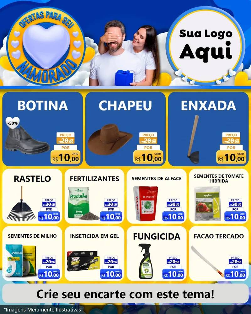 Modelo de Rede Social para Feed Instagram com o tema Ofertas Para Seu Namorado para Agropecuária