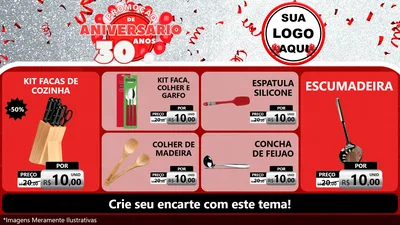 Modelo de TV para TV Horizontal com o tema Promoção de Aniversário - 30 Anos para Utilidades Domésticas
