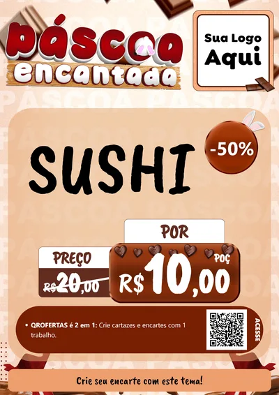 Modelo de Cartaz para Cartaz A4 Vertical com o tema Páscoa Encantada para Comida japonesa