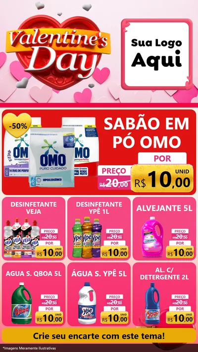 Modelo de Rede Social para Stories com o tema Valentine's Day para Produtos de Limpeza
