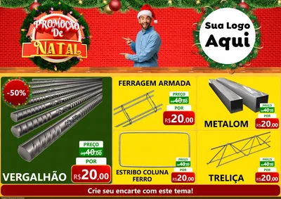Modelo de Encarte para Encarte A4 Horizontal com o tema Promoção de Natal para Ferragens