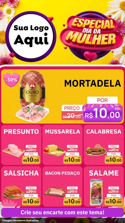 Modelo de Rede Social para Stories com o tema Especial Dia da Mulher para Frios e Laticínios
