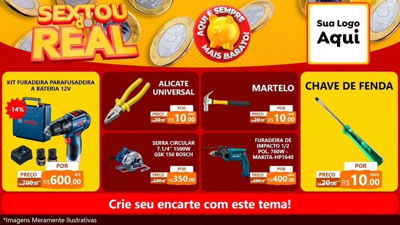 Modelo de TV para TV Horizontal com o tema Sextou do Real para Maquinas e Ferramentas