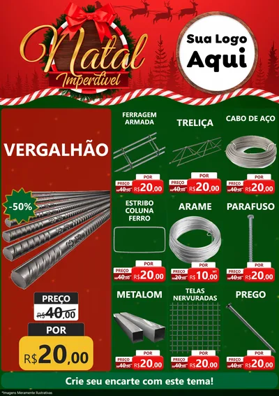Modelo de Encarte para Encarte A4 Vertical com o tema Natal Imperdível para Ferragens