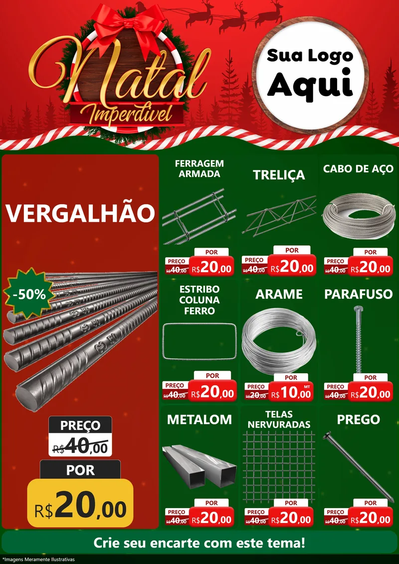 Modelo de Encarte para Encarte A4 Vertical com o tema Natal Imperdível para Ferragens
