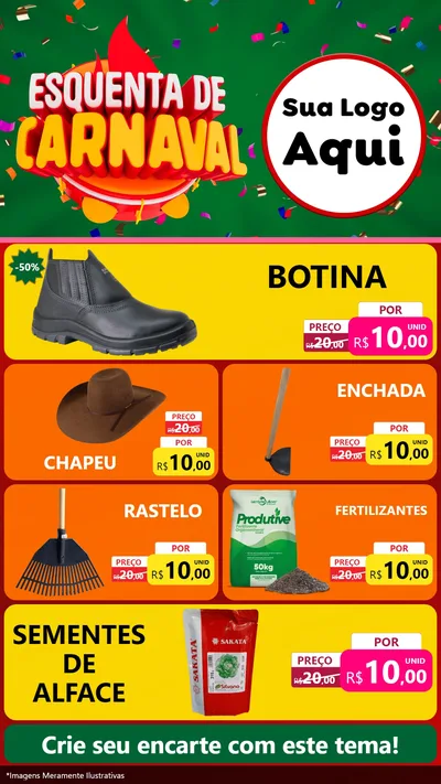Modelo de TV para TV Vertical com o tema Esquenta de Carnaval para Agropecuária