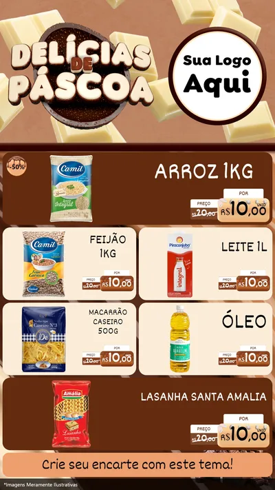 Modelo de TV para TV Vertical com o tema Delícias de Páscoa para Supermercado