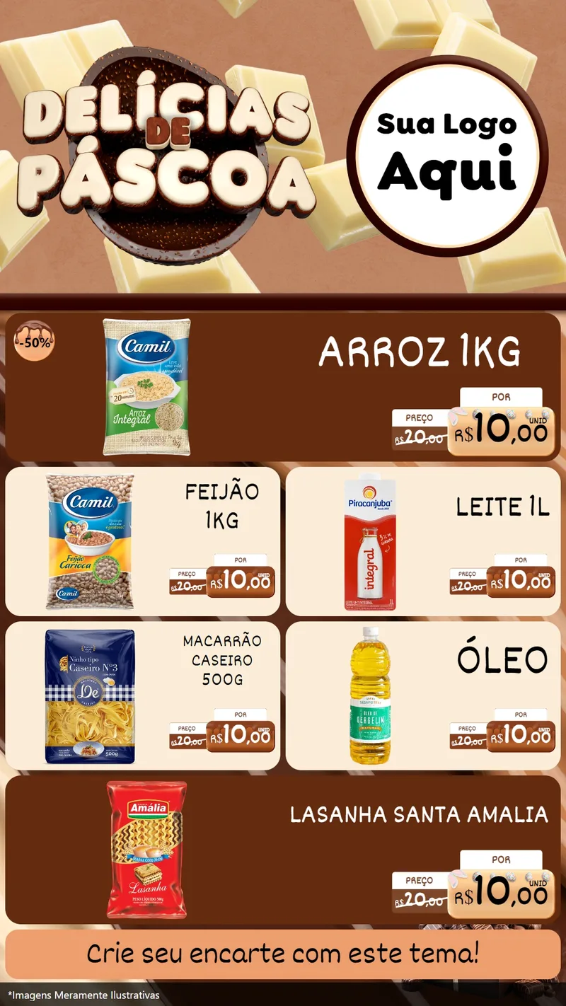 Modelo de TV para TV Vertical com o tema Delícias de Páscoa para Supermercado