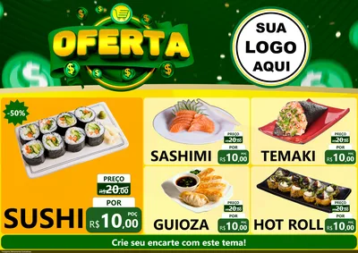 Modelo de Encarte para Encarte A4 Horizontal com o tema Oferta para Comida japonesa