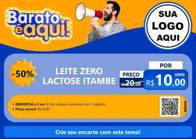 Modelo de Cartaz para Cartaz A4 Horizontal com o tema Barato é aqui para Frios e Laticínios