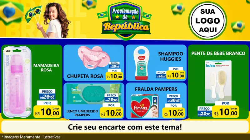 Modelo de TV para TV Horizontal com o tema Proclamação da República para Bebês