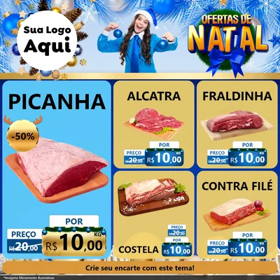 Modelo de Rede Social para Feed Facebook com o tema Ofertas de Natal para Açougue