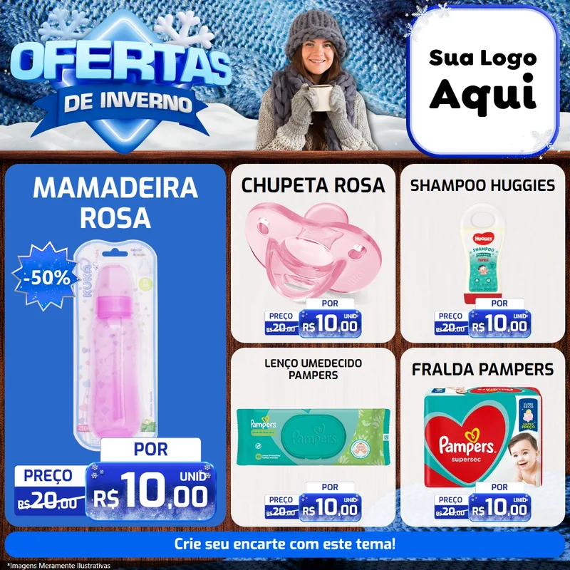 Modelo de Rede Social para Feed Facebook com o tema Ofertas de Inverno para Bebês