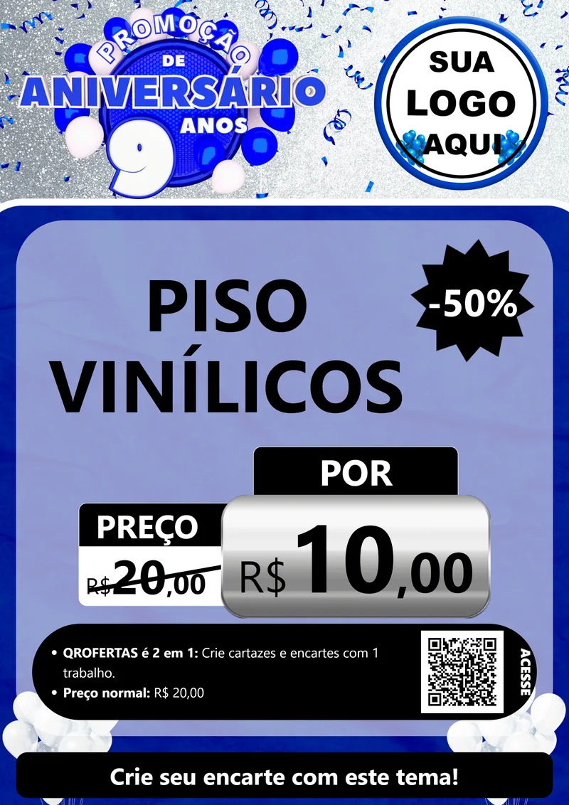 Modelo de Cartaz para Cartaz A4 Vertical com o tema Promoção de Aniversário - 9 Anos para Material para Construção