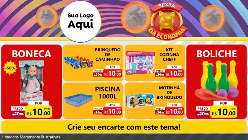 Modelo de TV para TV Horizontal com o tema Sexta da Economia para Brinquedos