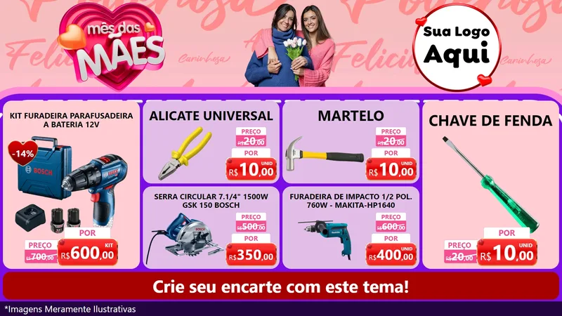 Modelo de TV para TV Horizontal com o tema Mês Das Mães para Maquinas e Ferramentas