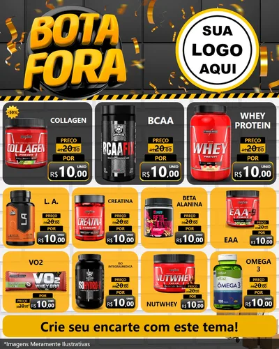 Modelo de Rede Social para Feed Instagram com o tema Bota Fora para Suplementos alimentares