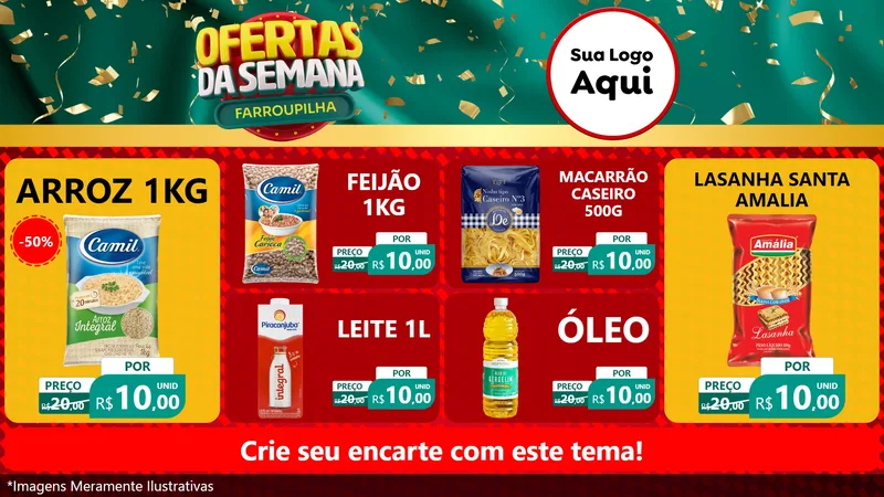 Modelo de TV para TV Horizontal com o tema Ofertas da Semana Farroupilha para Supermercado