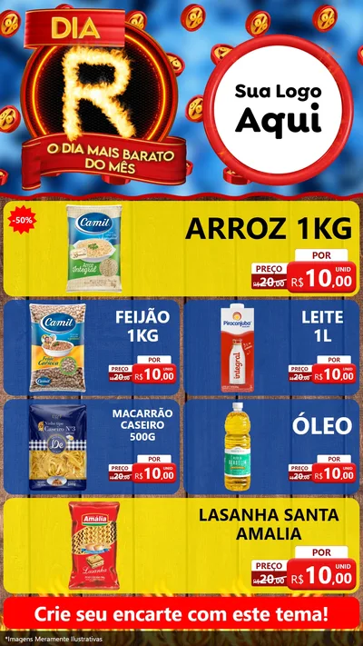 Modelo de TV para TV Vertical com o tema Dia R - O Dia Mais Barato Do Mês para Supermercado