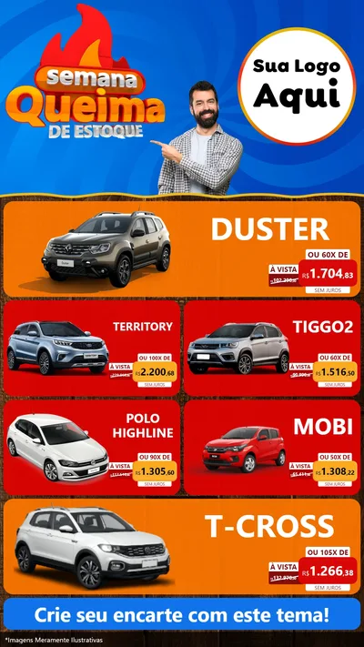 Modelo de TV para TV Vertical com o tema Semana Queima de Estoque para Concessionaria de Carros