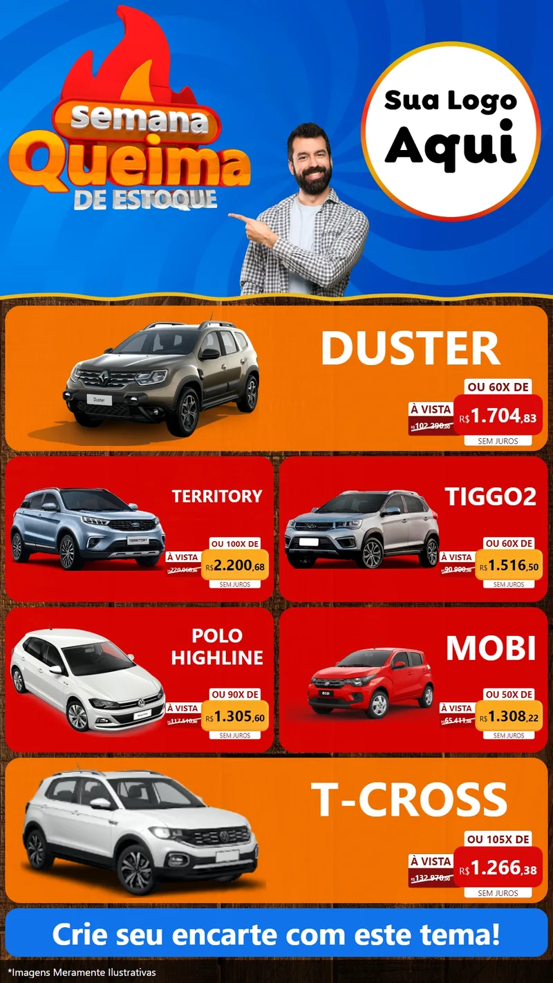 Modelo de TV para TV Vertical com o tema Semana Queima de Estoque para Concessionaria de Carros