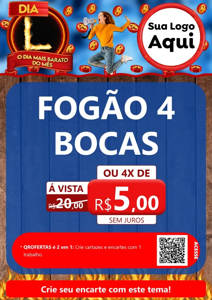 Modelo de Cartaz para Cartaz A4 Vertical com o tema Dia L - O Dia Mais Barato Do Mês para Móveis e Eletro