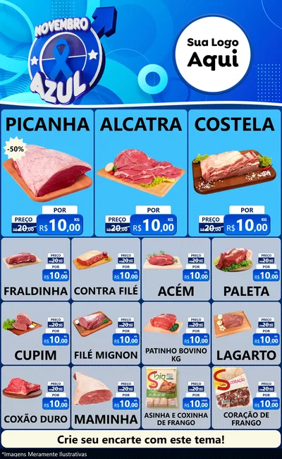 Modelo de Encarte para Encarte Grande com o tema Novembro Azul para Açougue