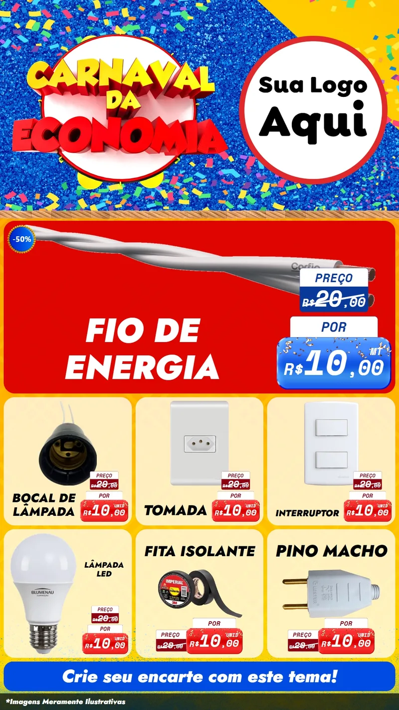Modelo de Rede Social para Stories com o tema Carnaval da Economia para Materiais Elétricos