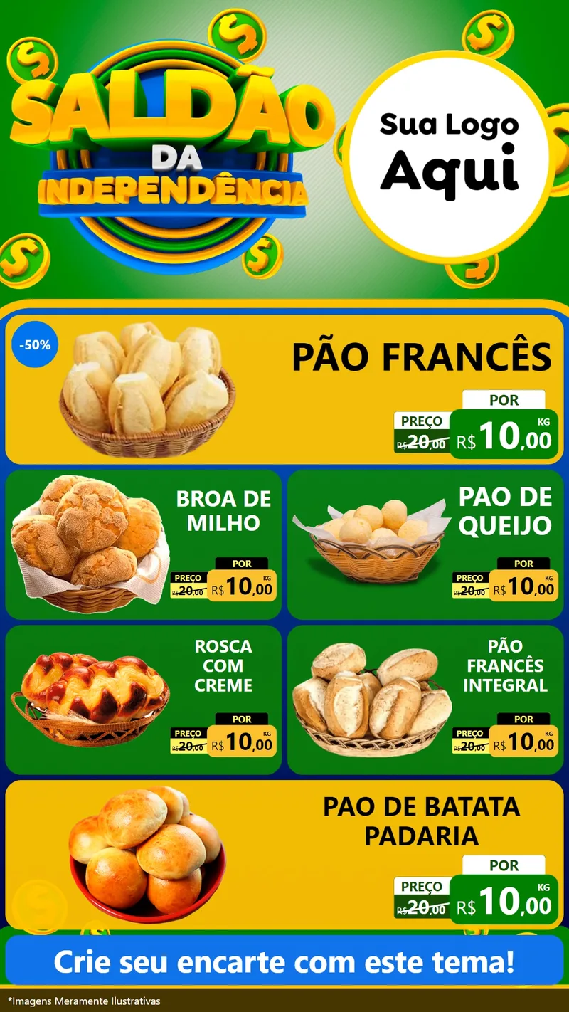 Modelo de TV para TV Vertical com o tema Saldão da Indepêndencia para Padaria