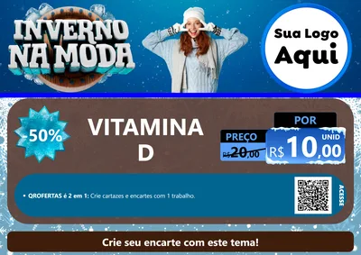 Modelo de Cartaz para Cartaz A4 Horizontal com o tema Inverno na Moda para Farmácia