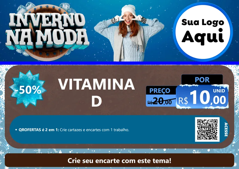 Modelo de Cartaz para Cartaz A4 Horizontal com o tema Inverno na Moda para Farmácia