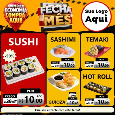 Modelo de Rede Social para Feed Facebook com o tema Fecha Mês para Comida japonesa