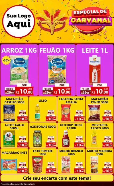 Modelo de Encarte para Encarte Grande com o tema Especial de Carnaval para Supermercado