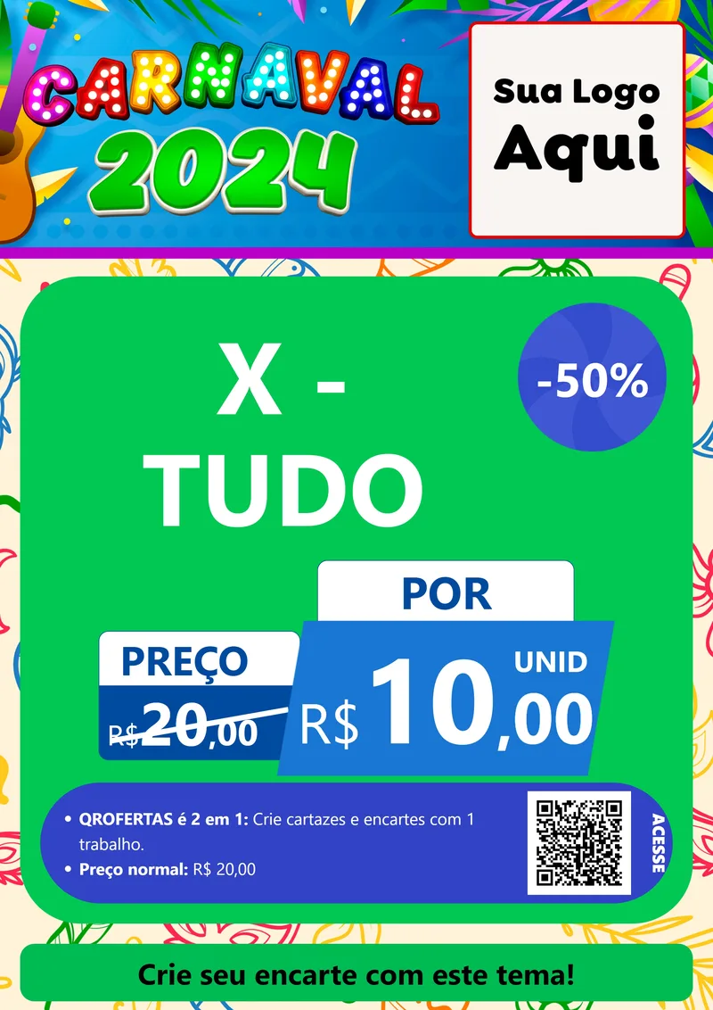 Modelo de Cartaz para Cartaz A4 Vertical com o tema Carnaval 2027 para Hamburgueria