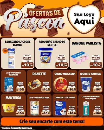 Modelo de Rede Social para Feed Instagram com o tema Ofertas de Páscoa para Frios e Laticínios