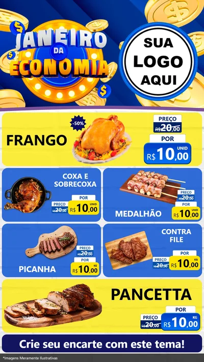 Modelo de TV para TV Vertical com o tema Janeiro da Economia para Assados
