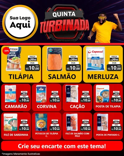 Modelo de Rede Social para Feed Instagram com o tema Quinta Turbinada para Peixaria