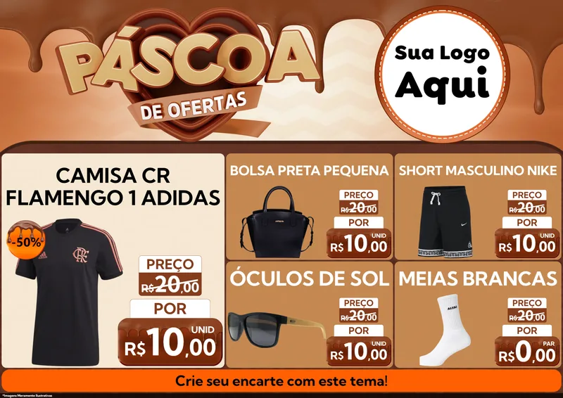 Modelo de Encarte para Encarte A4 Horizontal com o tema Páscoa de Ofertas para Roupas e acessórios