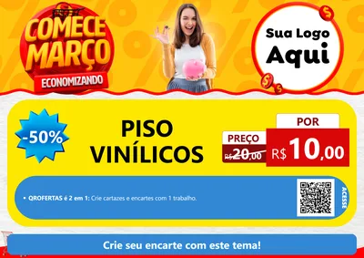 Modelo de Cartaz para Cartaz A4 Horizontal com o tema Comece Março Economizando para Material para Construção