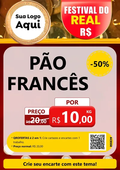 Modelo de Cartaz para Cartaz A4 Vertical com o tema Festival do Real para Padaria