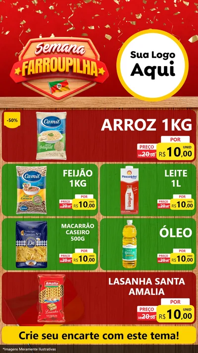 Modelo de TV para TV Vertical com o tema Semana Farroupilha para Supermercado