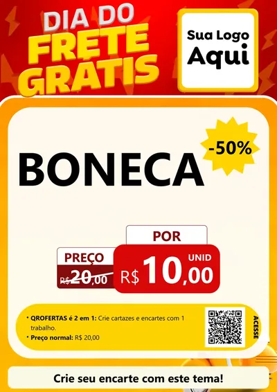 Modelo de Cartaz para Cartaz A4 Vertical com o tema Dia do Frete Grátis para Brinquedos