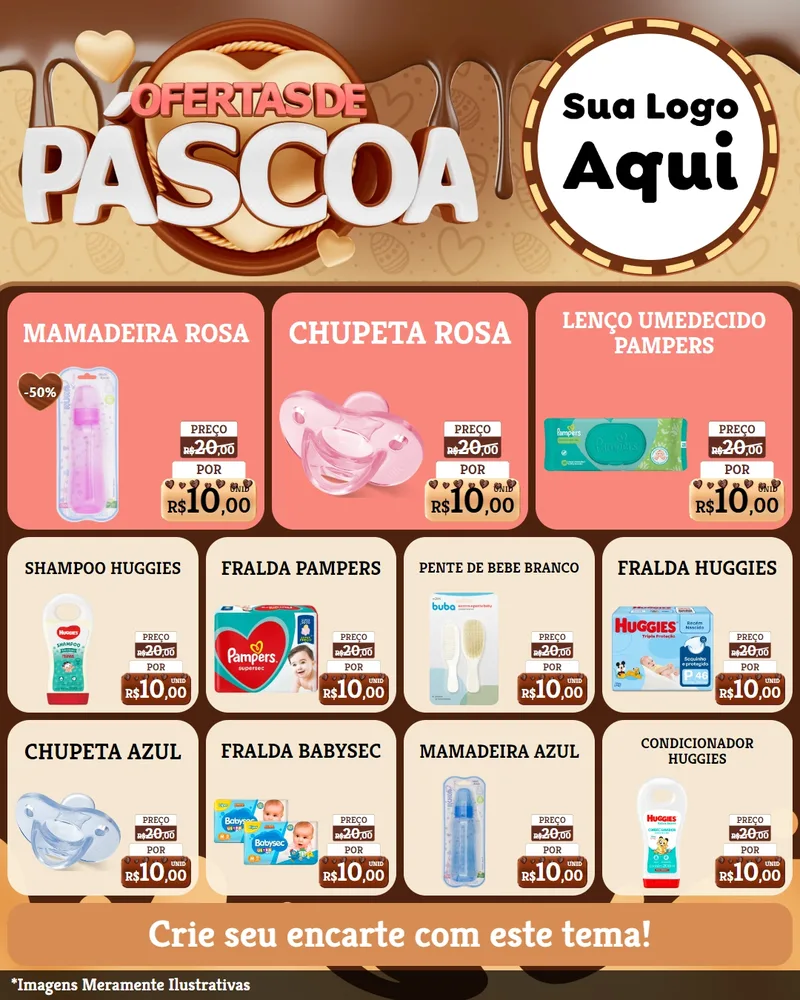 Modelo de Rede Social para Feed Instagram com o tema Ofertas de Páscoa para Bebês