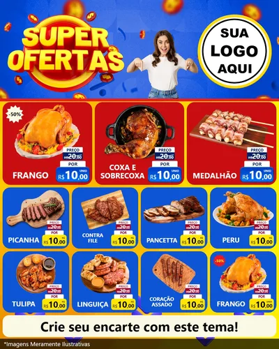 Modelo de Rede Social para Feed Instagram com o tema Super Ofertas para Assados