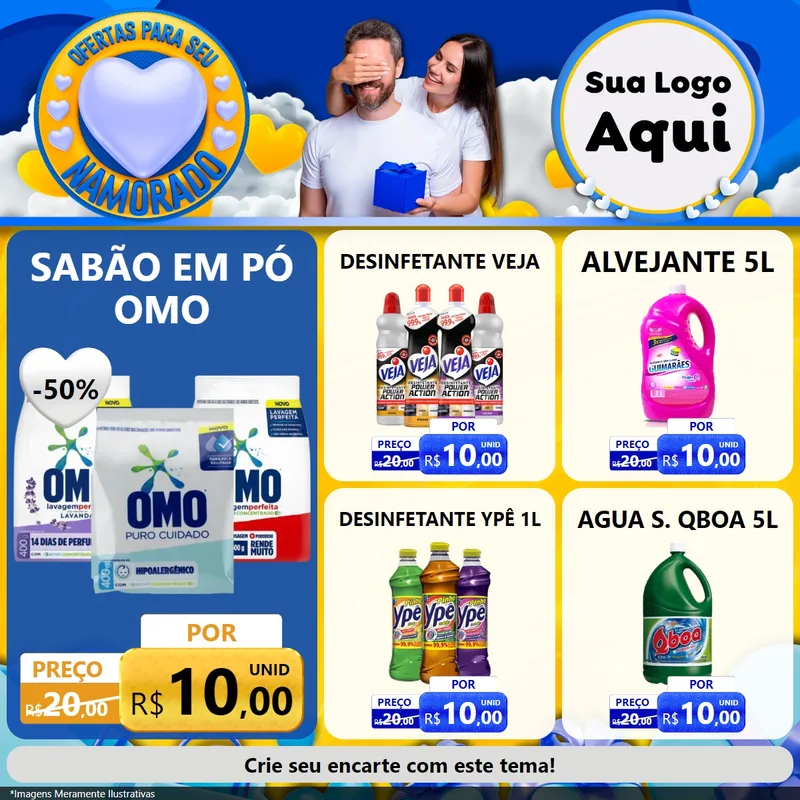 Modelo de Rede Social para Feed Facebook com o tema Ofertas Para Seu Namorado para Produtos de Limpeza