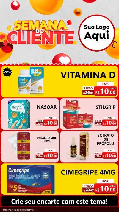 Modelo de TV para TV Vertical com o tema Semana do Cliente para Farmácia